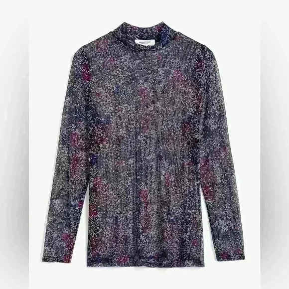 Mesh  Knit Top with Mock Neckline - Addition Elle 1X - Picture 4 of 5